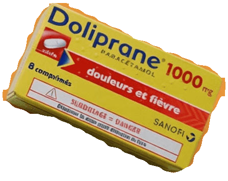 Masked crop of the Doliprane box